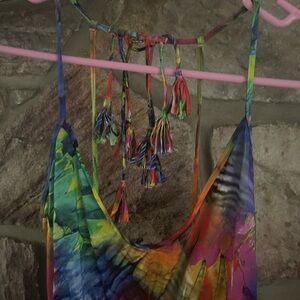 Luli Fama Multicolor Tassel Mini Dress size large.  NWT